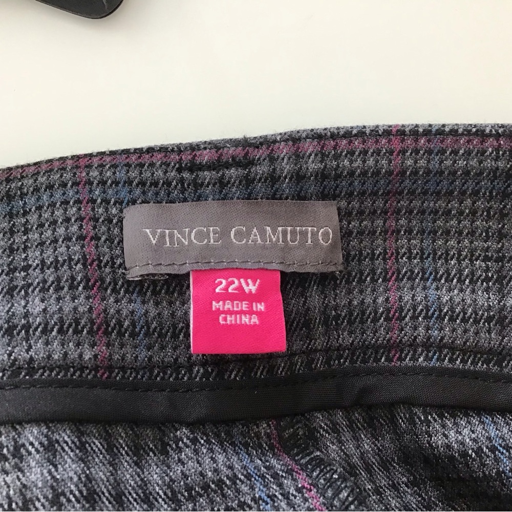 Vince Camuto Pants Wide Leg Crop Gray Glen Check Trouser Size 22W - Picture 5 of 6